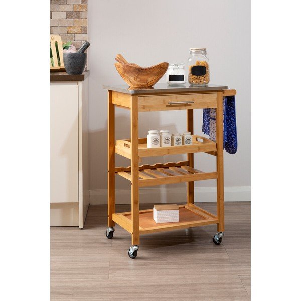 Iš bambuko vežimėlis ant ratukų 41x58 cm Harlow – Premier Housewares-image-2