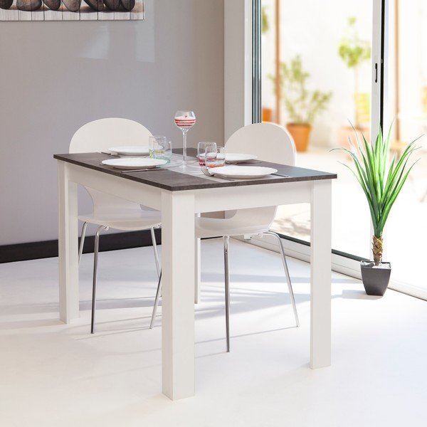 Baltas valgomojo stalas su betoniniu stalviršiu 110x70 cm Nice - TemaHome -image-1
