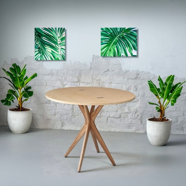 Apvalios formos prailginamas valgomojo stalas su uosio dekoro stalviršiu 45x90 cm Jubi – Ragaba-image-4