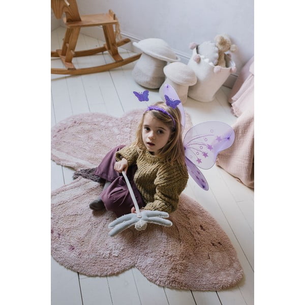 Skalbiamas/rankų darbo iš medvilnės vaikiškas kilimas šviesiai rožinės spalvos/smėlio spalvos 90x120 cm Baby Butterfly – Lorena Canals-image-3