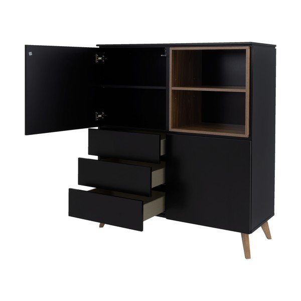 Aukšta šoninė spintelė juodos spalvos/natūralios spalvos iš riešutmedžio 120x133 cm Plain – Tenzo-image-4