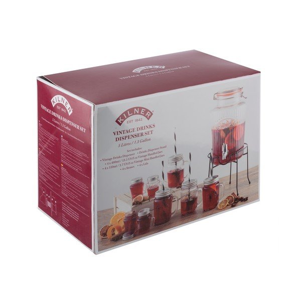 8 "Kilner Vintage" gėrimų dozatorių ir 8 stiklinių rinkinys-image-1