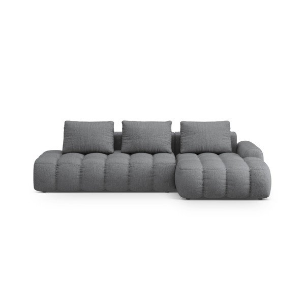 Pilkos spalvos sulankstoma/su sandėliavimo vieta kampinė sofa (su dešiniuoju kampu/su gultu) Linz – Cosmopolitan Design