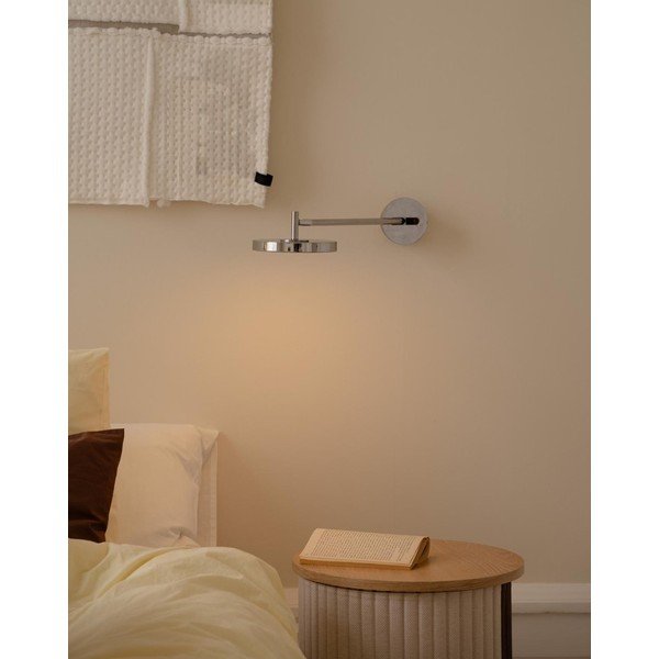 Blizgios sidabrinės spalvos sieninė lempa LED su sulankstoma konstrukcija/su pritemdymo funkcija su kištuku ø 15 cm Asteria Wall Long – UMAGE-image-3