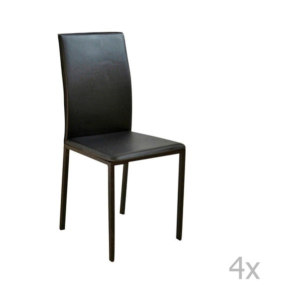 4 juodų valgomojo kėdžių su eko odos apmušalais rinkinys "Evergreen House Villy