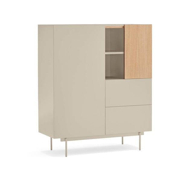 Aukšta šoninė spintelė smėlio spalvos/natūralios spalvos iš ąžuolo 100x120 cm Otto – Teulat-image-1