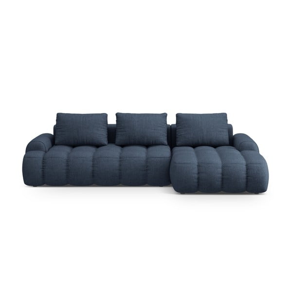 Tamsiai mėlynos spalvos sulankstoma/su sandėliavimo vieta kampinė sofa (su dešiniuoju kampu/su gultu) Linz – Cosmopolitan Design