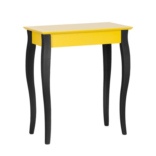 Geltonos spalvos konsolinis staliukas su juodomis kojomis "Ragaba Lilo", plotis 65 cm