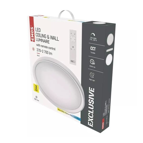 Lubinis šviestuvas baltos spalvos LED su nuotolinio valdymo funkcija Ilvi – EMOS-image-1