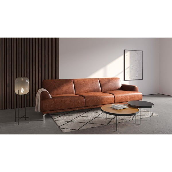 Raudonai ruda odinė sofa MESONICA Puzo, 240 cm-image-1