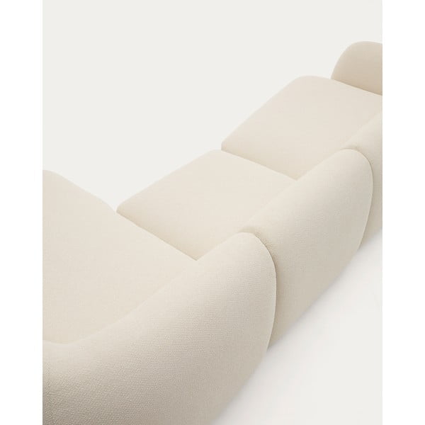 Kreminės spalvos iš šenilinio audinio kampinė sofa (su dešiniuoju kampu/su gultu) Martina – Kave Home-image-1