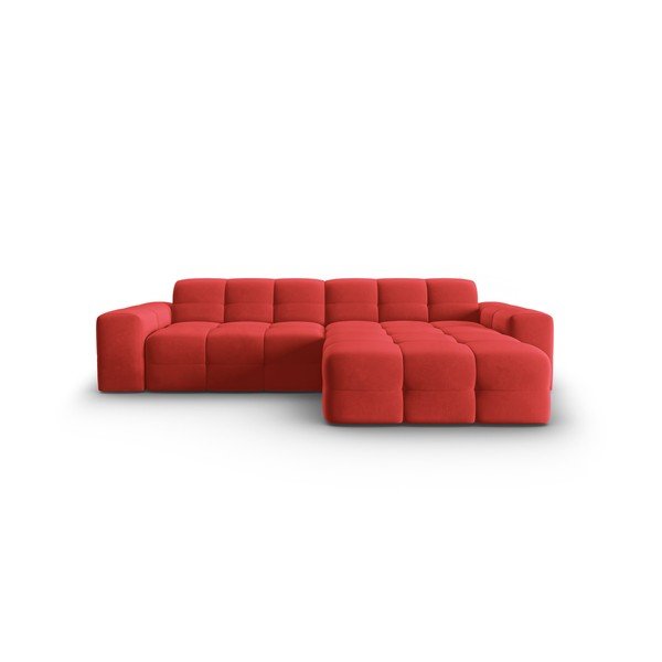 Raudono aksomo kampinė sofa (dešinysis kampas) Kendal - Micadoni Home