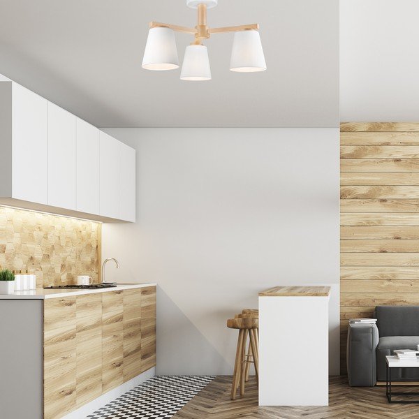 Lubinis šviestuvas baltos spalvos ø 15 cm su tekstiliniu gaubtu Ellie – LAMKUR-image-1