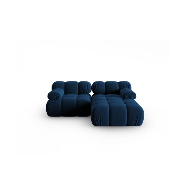 Kampinė sofa mėlynos spalvos iš velveto (su dešiniuoju kampu) Bellis – Micadoni Home