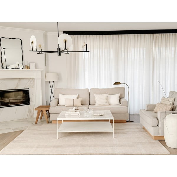 Smėlio spalvos iš vilnos kilimas 200x300 cm Agnus Brush Lines – Agnella-image-2