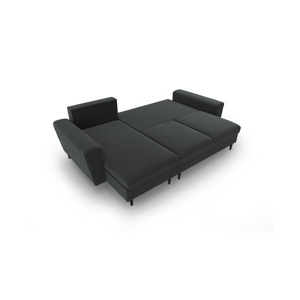 Tamsiai pilkos spalvos iš velveto sulankstoma/su sandėliavimo vieta kampinė sofa Kyoto – Cosmopolitan Design-image-2