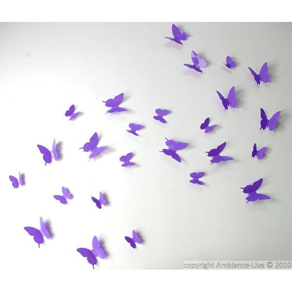 12 violetinių 3D lipdukų rinkinys Ambiance Butterflies-image-2