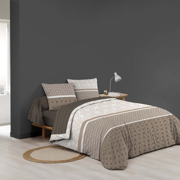 Rudos spalvos iš medvilnės dvigulė/itin ilga patalynė su paklode/6 dalių 240x220 cm Pacha – douceur d'intérieur-image-4