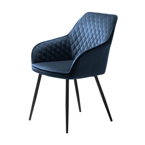 Mėlynos spalvos iš audinio valgomojo kėdė su porankiais Milton – Unique Furniture-image-2