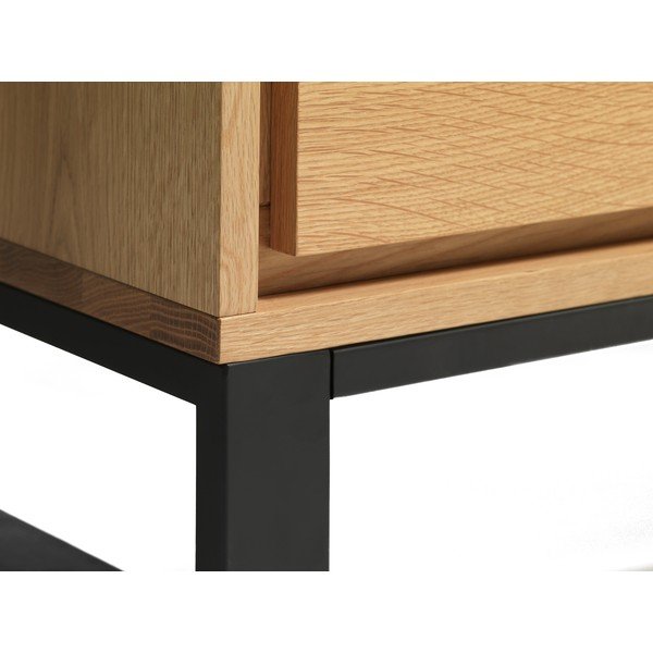 Natūralios spalvos ąžuolo apdailos TV staliukas 170x55 cm Livorno - Unique Furniture-image-1