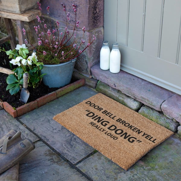 Iš kokoso pluošto grindų kilimėlis 40x60 cm Yell Ding Dong – Artsy Doormats-image-3