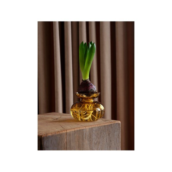 Iš stiklo  rankų darbo vaza ochros spalvos (aukštis 9 cm) Inu – Zone-image-3