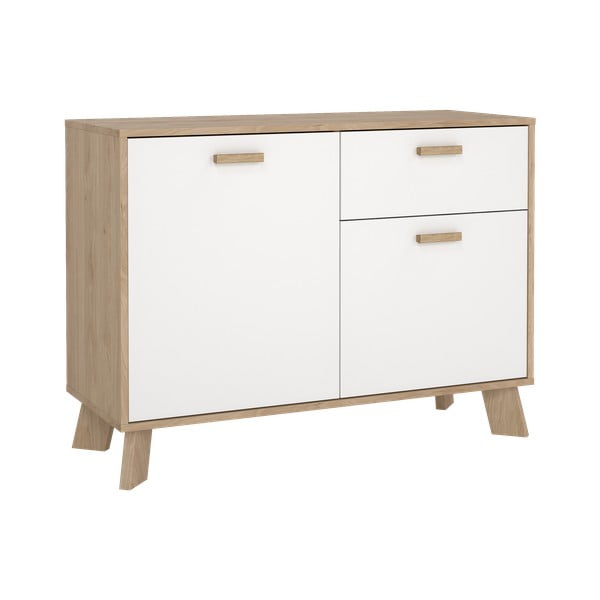 Baltos spalvos/natūralios spalvos šoninė spintelė iš ąžuolo 99x73x39 cm Ikast – Tvilum-image-4