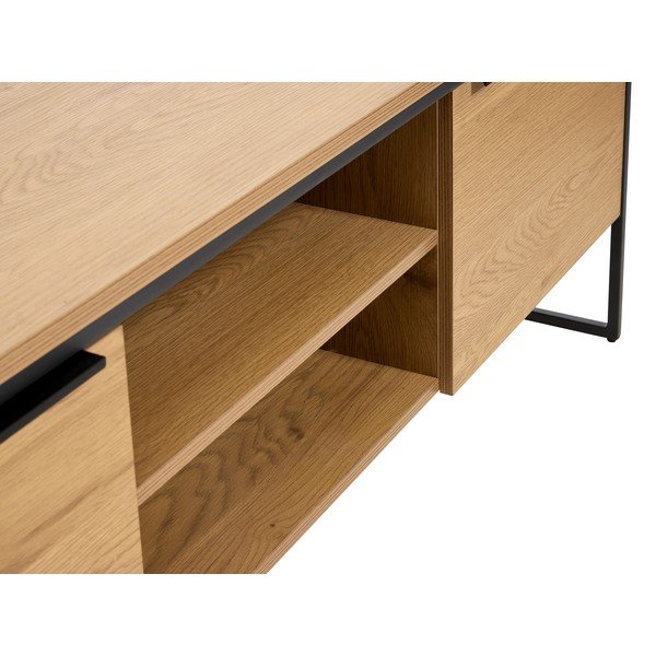 Natūralios spalvos TV spintelė iš ąžuolo 155x55x45 cm Cesura – Unique Furniture-image-3