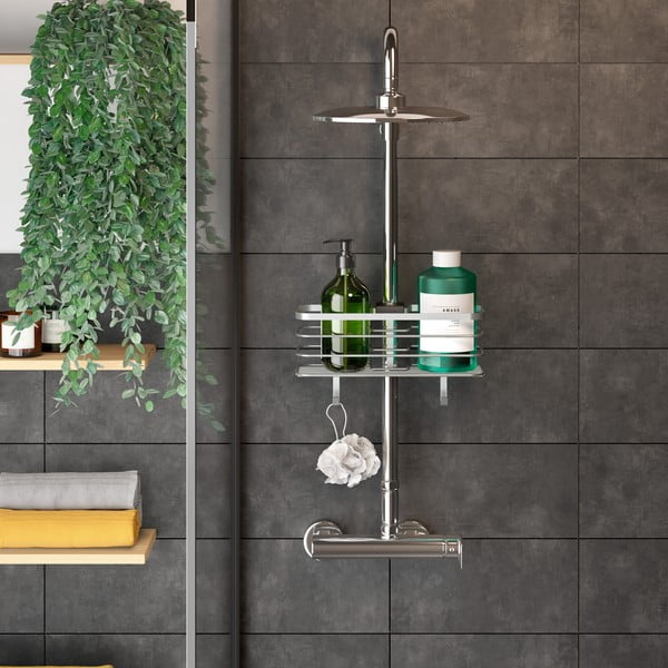 Klijuojama vonios lentyna iš plieno sidabrinės spalvos Luxy – Metaltex-image-1