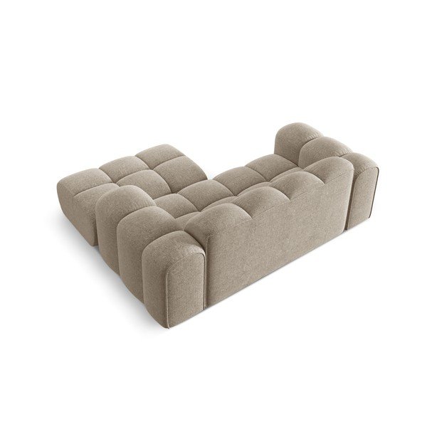 Šviesiai rudos spalvos iš šenilinio audinio kampinė sofa (su dešiniuoju kampu/su gultu) Treno – Cosmopolitan Design-image-3