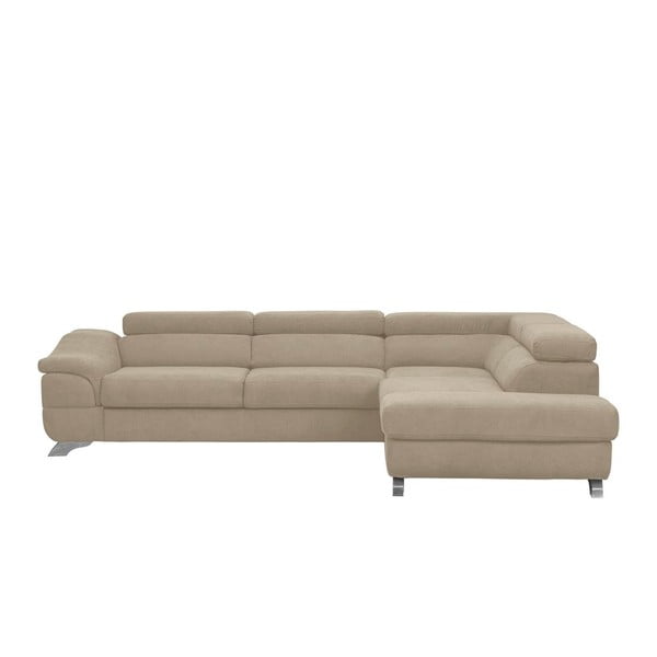 "Windsor & Co Sofos Gamma" rudos ir pilkos spalvos kampinė sofa-lova su aksomo apmušalais, dešinysis kampas