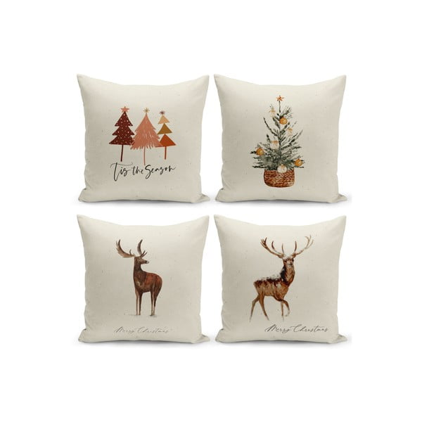 4 kalėdinių dekoratyvinių pagalvių užvalkalų rinkinys Kate Louise Christmas Noel, 43 x 43 cm