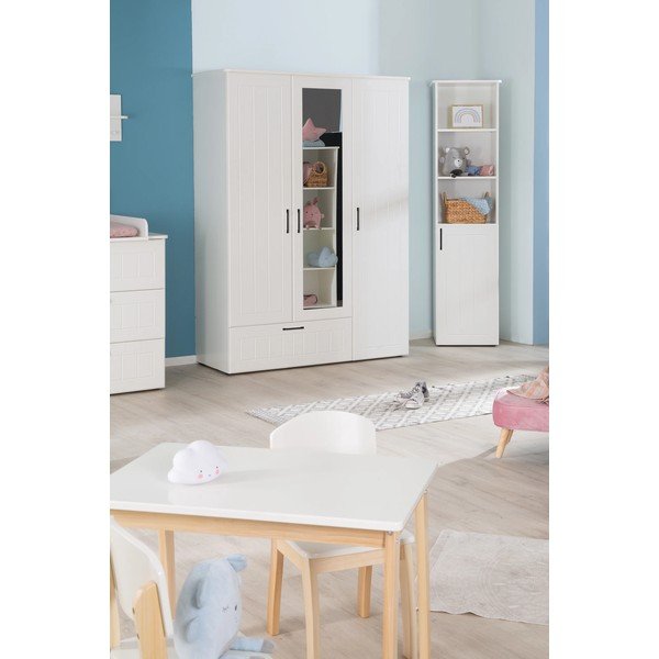 Vaikiška spinta baltos spalvos su veidrodžiu 139x190 cm Sylt – Roba-image-4