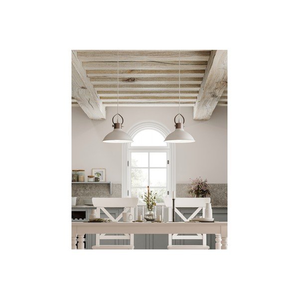 Kabantis šviestuvas baltos spalvos su metaliniu gaubtu Mees – GTV-image-1