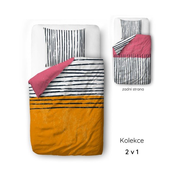 Iš satino medvilnės viengulė patalynė 140x200 cm Black Stripes in Colors – Butter Kings-image-2