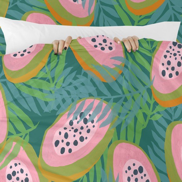 Viengulis antklodės užvalkalas žalios spalvos/rožinės spalvos 140x200 cm Papaya – Aware-image-4