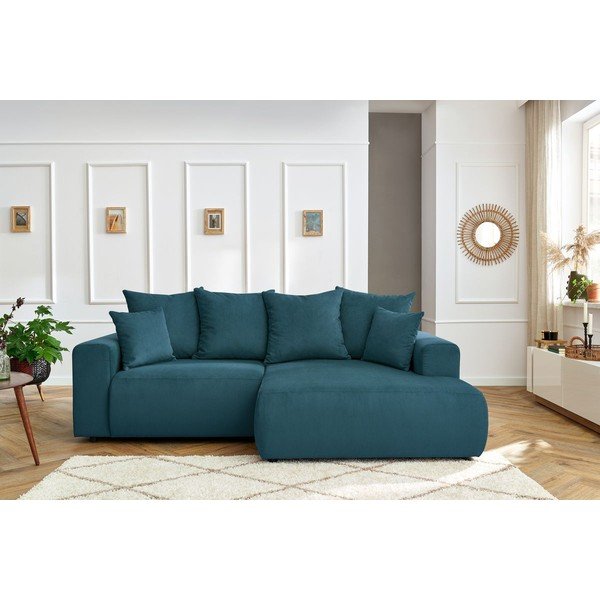 Iš velveto kampinė sofa mėlynos spalvos Enjoy – Bobochic Paris-image-1