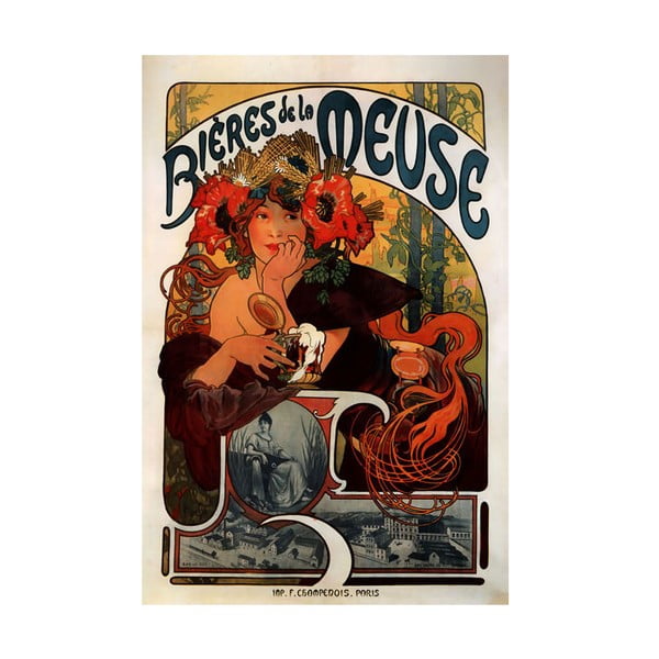 Paveikslas Bieres de la Meuse, Alfons Mucha, 60x90 cm