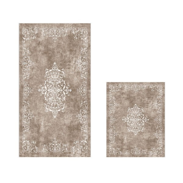 Vonios kilimėliai rudos spalvos 2 vnt. 60x100 cm – Foutastic