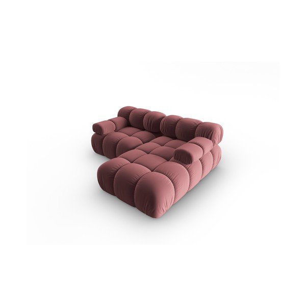 Kampinė sofa rožinės spalvos iš velveto (su dešiniuoju kampu) Bellis – Micadoni Home-image-4