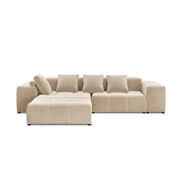 Smėlio spalvos aksominė kampinė sofa (kintama) Rome Velvet - Cosmopolitan Design