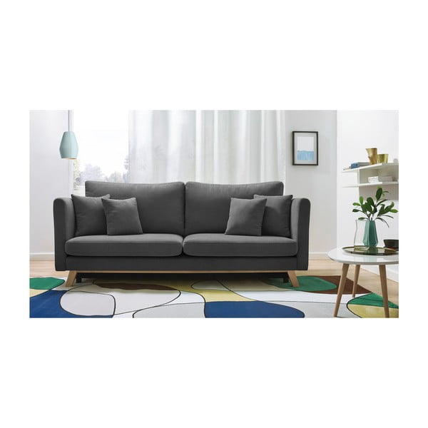 Tamsiai pilka sofa-lova "Bobochic Paris Triplo-image-4