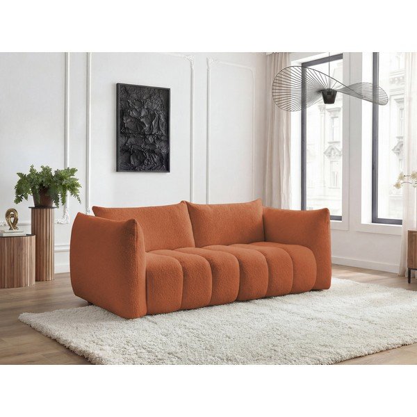 Oranžinės spalvos sofa iš boucle 234 cm Azra – Bobochic Paris-image-1