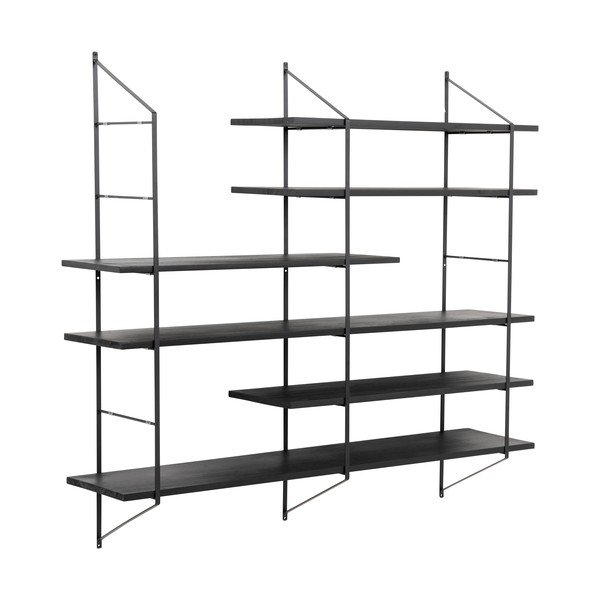 Iš paulovnijos masyvo kelių aukštų sieninė lentyna juodos spalvos 120 cm Belfast – Actona-image-2