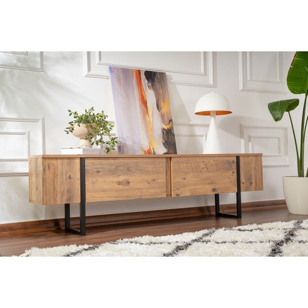 Natūralios spalvos TV spintelė iš pušies 180x50x29,5 cm Serenity – Kalune Design-image-1