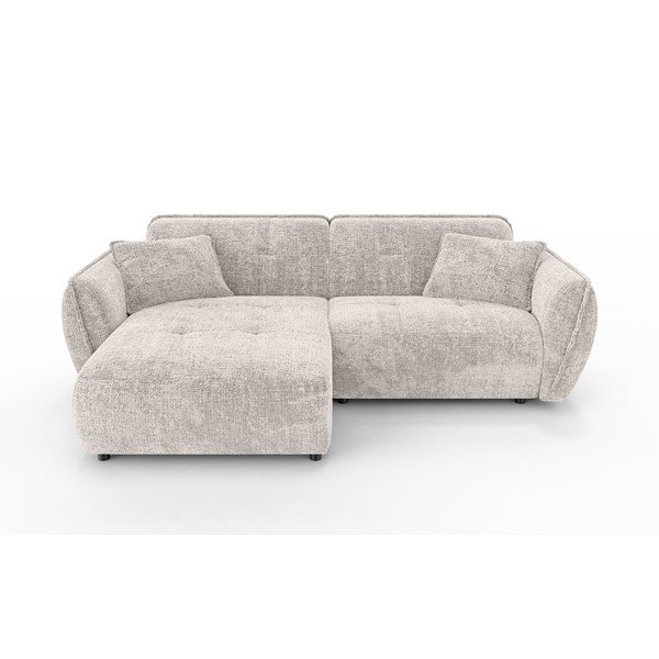 Smėlio spalvos kampinė sofa iš šenilinio audinio (su kairiuoju kampu/su gultu) Nelia – Ropez
