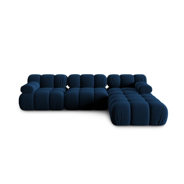 Kampinė sofa mėlynos spalvos iš velveto Bellis – Micadoni Home