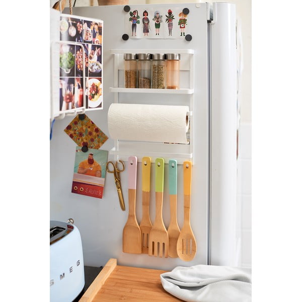 Didelis baltas magnetinis virtuvės laikiklis YAMAZAKI Tower Magnetinis šoninis stovas-image-1