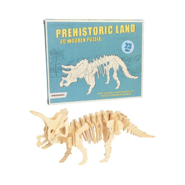 Medinė 3D dėlionė dinozauras Rex London Triceratops