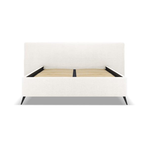 Dvigulė lova kreminės spalvos audiniu dengta su sandėliavimo vieta su lovos grotelėmis 160x200 cm Walter – Milo Casa-image-1